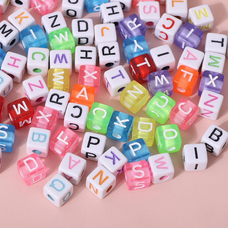 5*5/6*6/7*7/8*8/10*10 English 26-Letter Beads DIY Jewelry Accessories Colorful Square Loose Beads