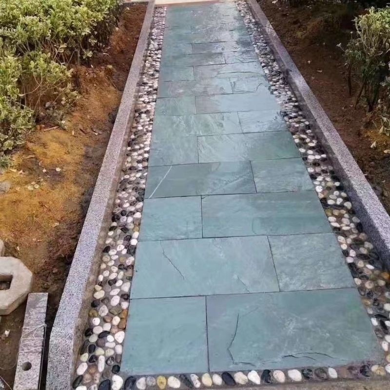卸売りグリーン青石板天然緑石板文化石滑り止め床タイル園林景観庭園模造地敷石|undefined