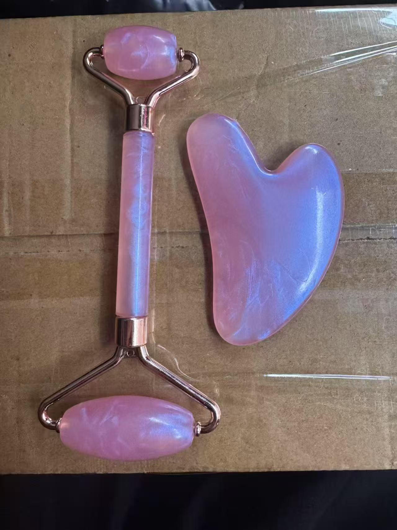 [Piel firme] rodillos de masaje de doble cabeza empujando la cara cara cara en forma de corazón de masaje de belleza tabla de masaje de músculos para irrigación de la piel