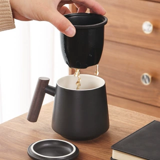 茶水分离陶瓷泡茶杯子企业年会送客户高档茶杯礼盒装礼品定制LOGO