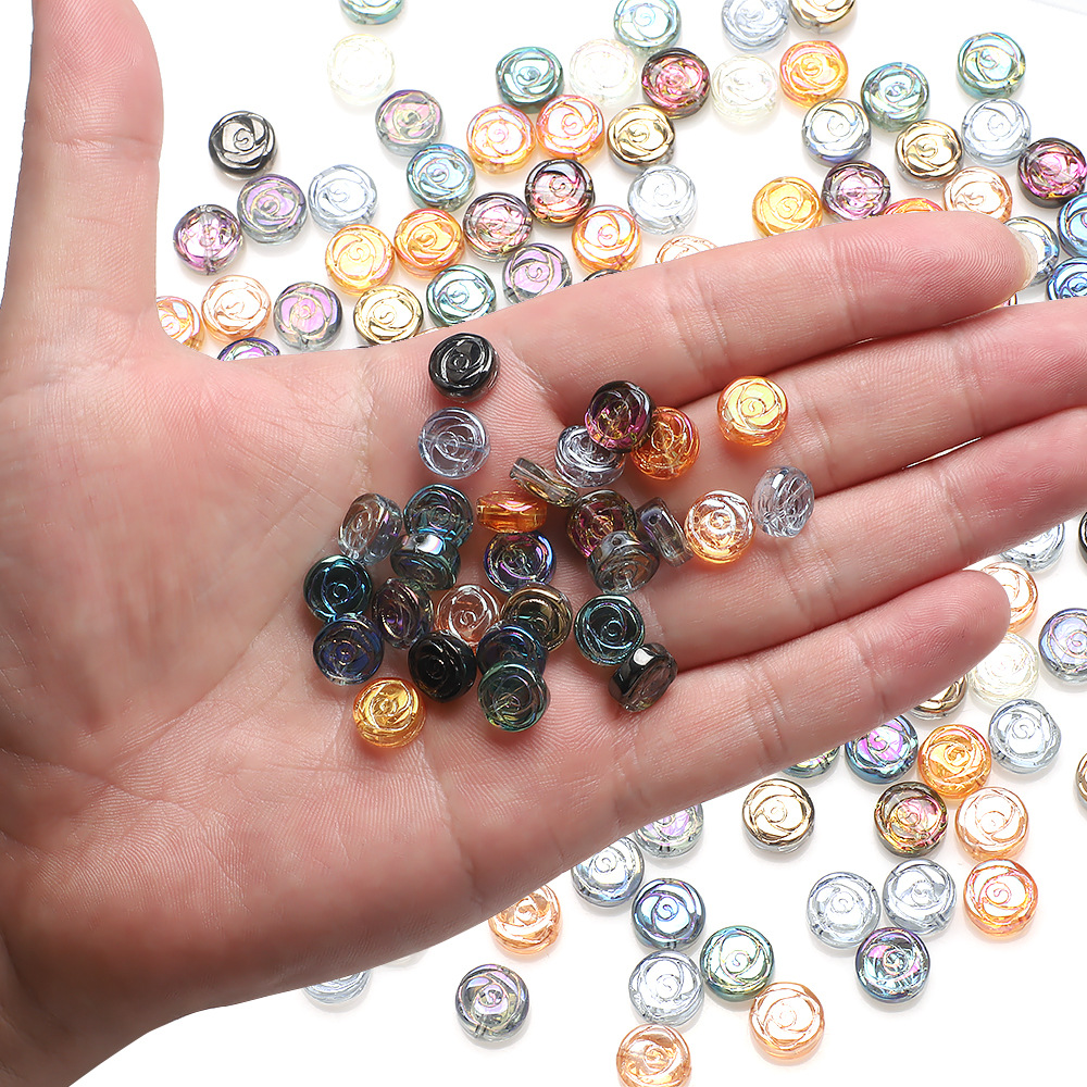 A Pack Of 30 Diameter 10mm Hole Under 1mm Glass Rose Beads display picture 5