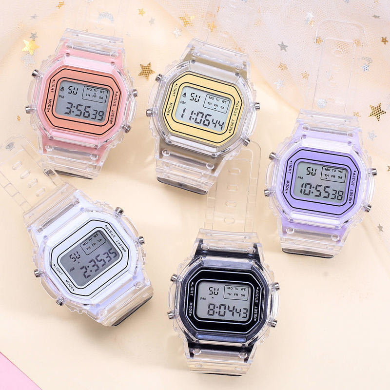Manufacturer Wholesale Sports Transparent Small Square Ins Electronic Watch for Female Students Waterproof Led Cross-Border Exclusive Supply