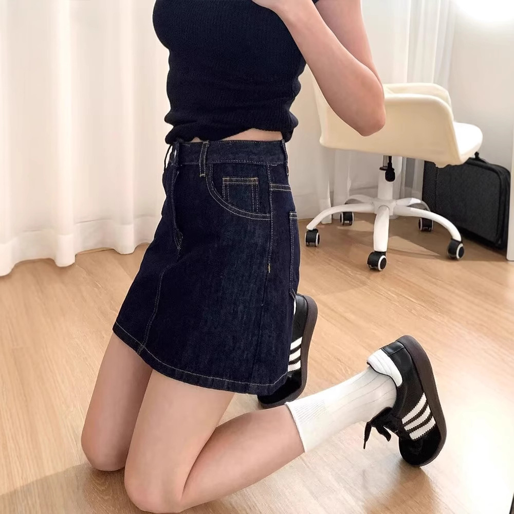 Korean Style Hot Girl Anti-Exposure Denim Skirt Pants for Women 2025 Summer New High-Waisted Plus Size Fat mm Hip-Covering Short Skirt Pants