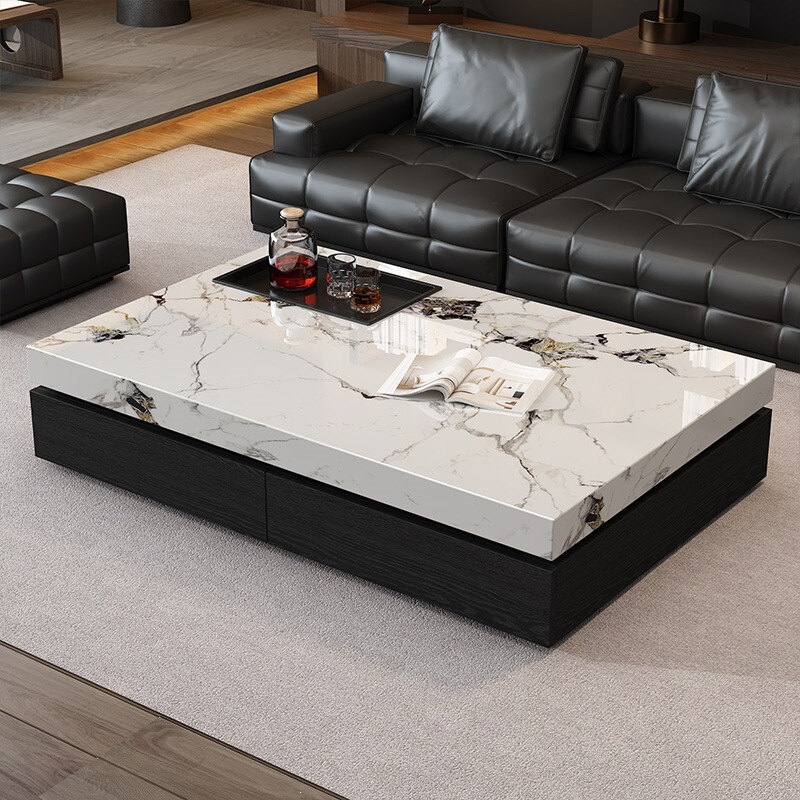 Modern Minimalist Slate Coffee Table, Light Luxury Italian Style, Simple Design for Small Apartments, High-End Rectangular Large-Sized Coffee Table for the Living Room Modern Minimalist Slate Coffee Table, Light Luxury Italian Style, Simple Design for Small Apartments, High-End Rectangular Large-Sized Coffee Table for the Living Room