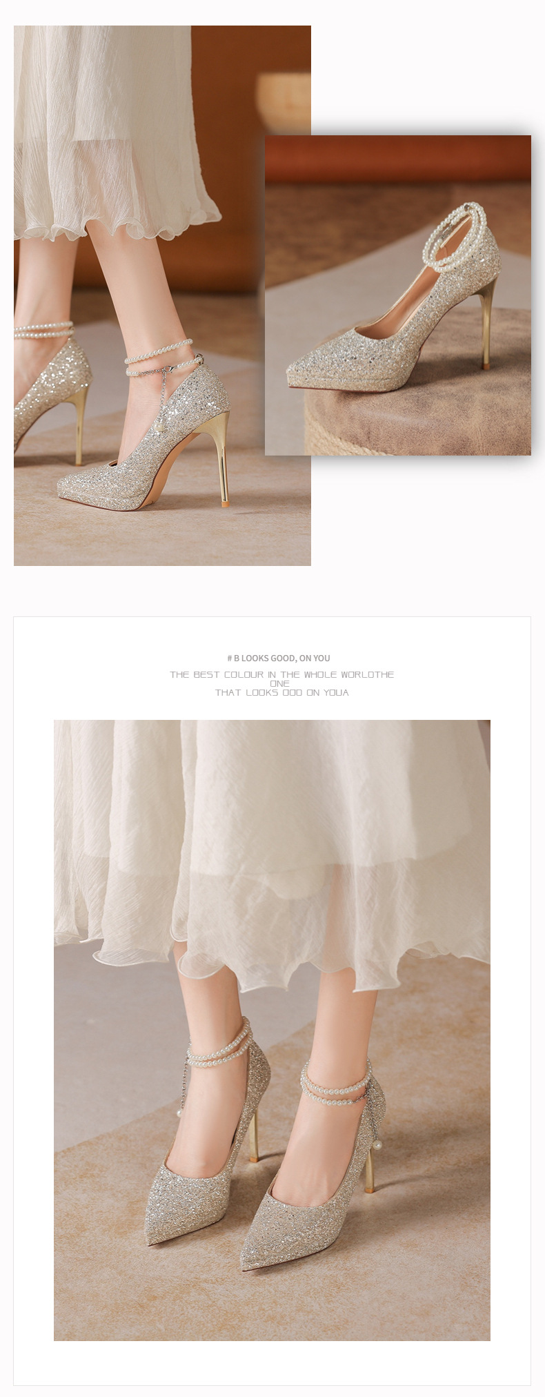 Svatební boty na platformě s flitry a perlovým řetízkem_voghion.com