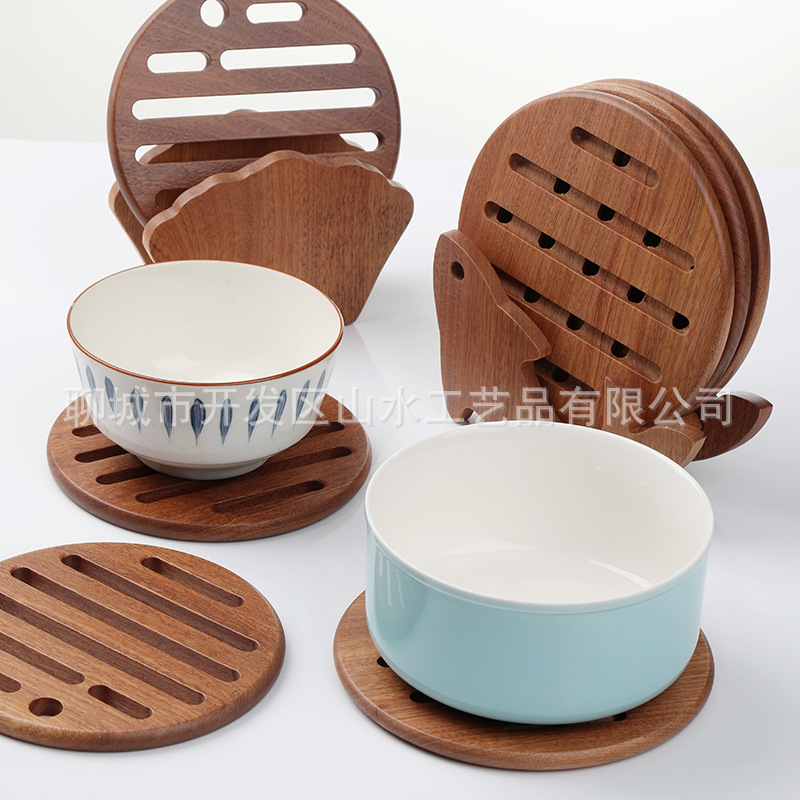 almohadilla aislante de madera, almohadilla aislante redonda de árbol de檀o, almohadilla antideslizante, almohadilla de mortero para animales, almohadilla de madera resistente al quemado