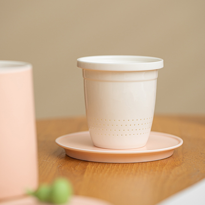 セラミックティーカップ、茶水分離カップ、見栄えの良い女性用パーソナルクリエイティブオフィスティーマグ|undefined