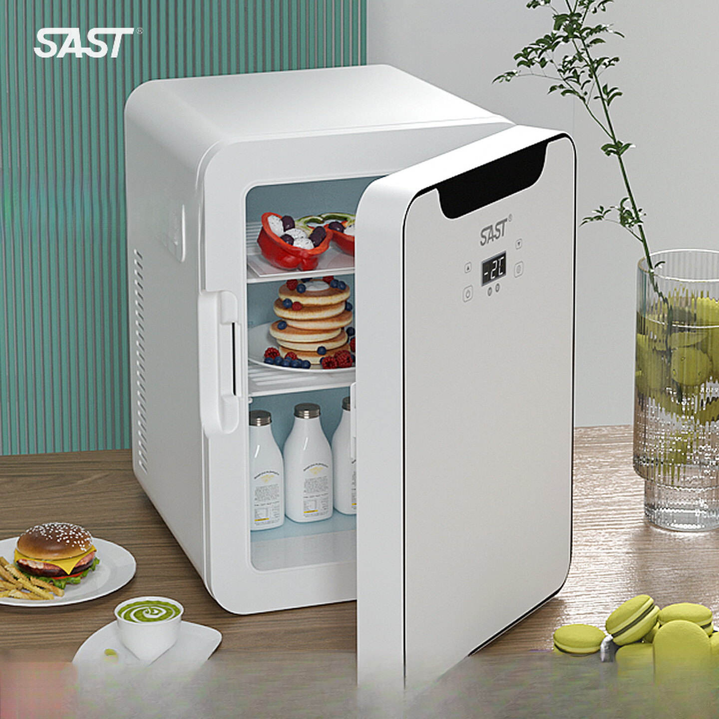 Sast8L Mini Car and Home Dual-Use Refrigerator for Home, Dormitory, Student Cooling, Single-Person Dormitory Small Refrigerator