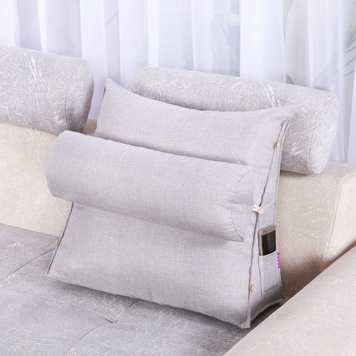 Cross-border special supply of removable and washable solid color imitation linen lumbar cushion, sofa triangle cushion, bay window cushion, bedside back cushion