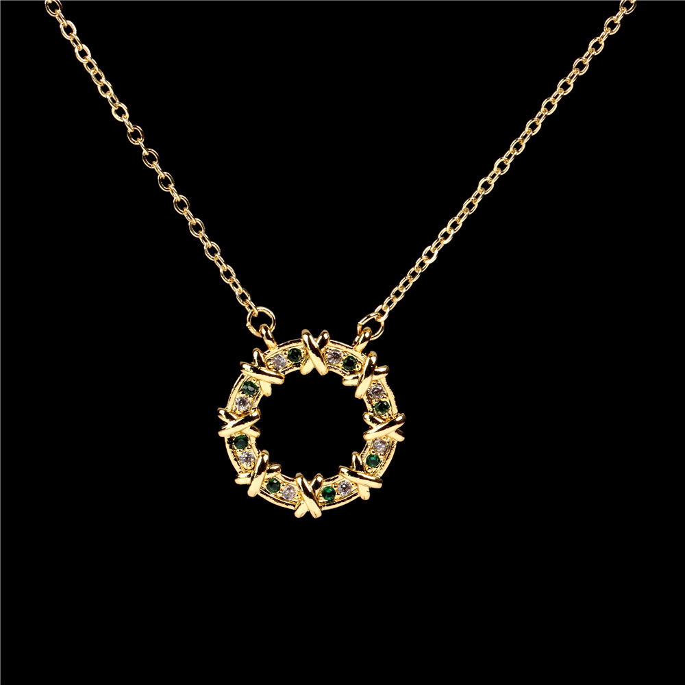 Korean Geometric Copper Inlaid Zircon Necklace Wholesale display picture 11