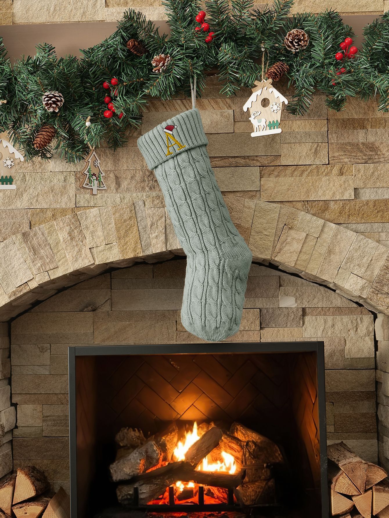 Amazon Europa y los Estados Unidos medias de Navidad personalizadas bordadas calcetines de letras de punto medias de regalo de Navidad colgantes fabricantes image 142