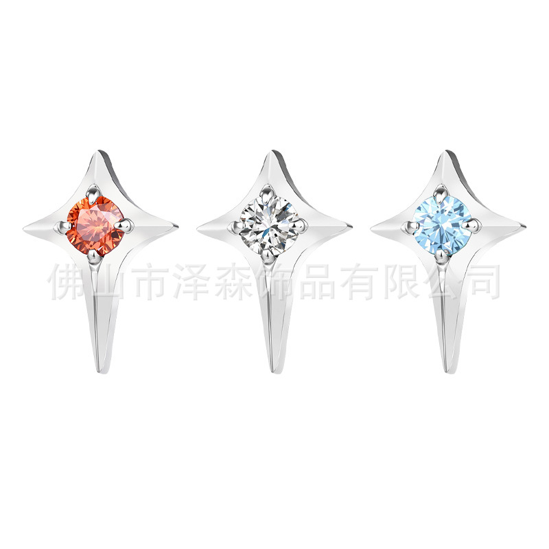 Zesen F136 Titanium Alloy Four-Pointed Star Earrings Star Lip Studs G23 Titanium Ear Bone Studs Piercing Jewelry detail image 8
