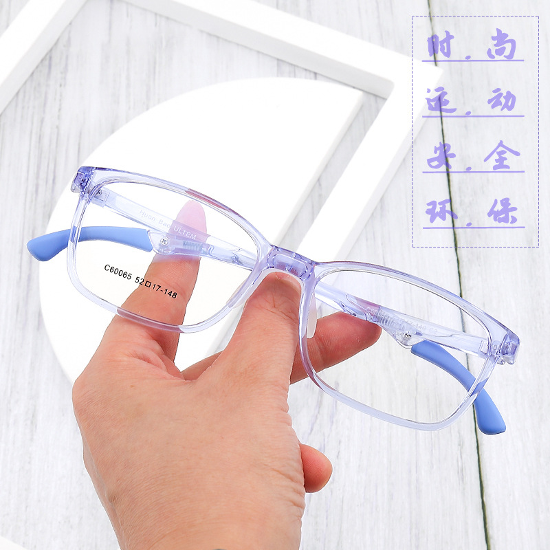 Al por mayor miopía gafas marco transparente simple deportes gafas gancho pierna marco luz estudiantes pueden emparejar gafas