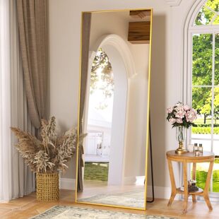 Light Luxury Full-Length Mirror Wall-Mounted Entrance Mirror Dressing Mirror Home Fitting Mirror Bedroom Gold Frame Floor Mirror