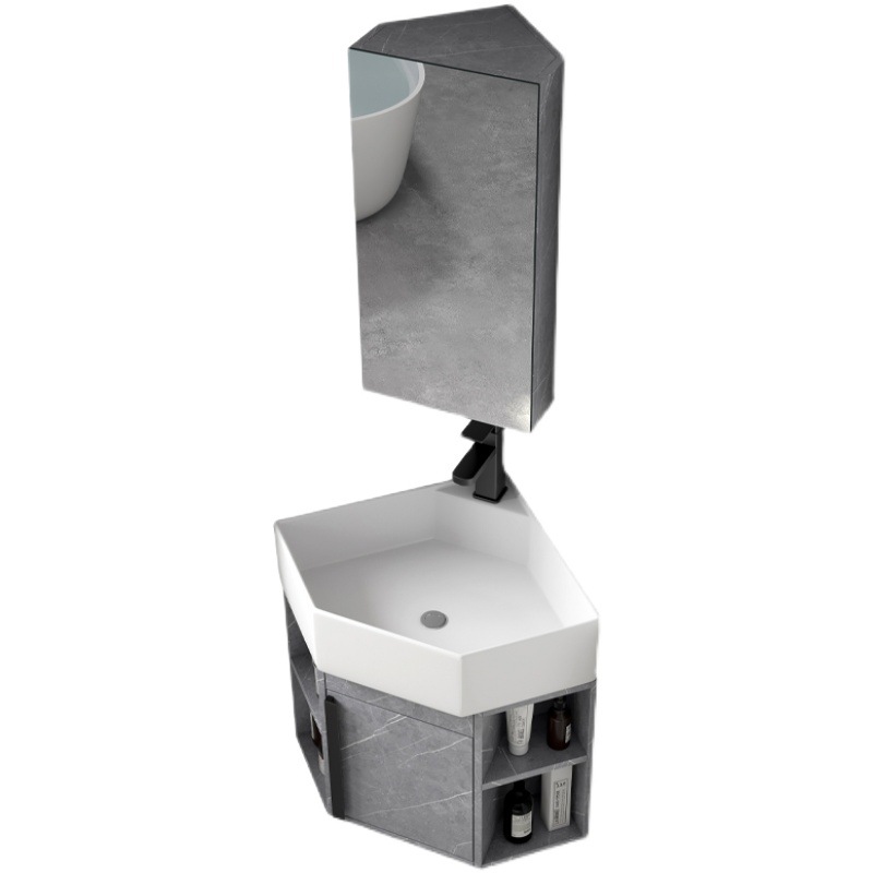 Pequeño apartamento montado en la pared del lavabo gabinete combinación esquina del baño triángulo que cae mesa de lavado esquina de la piscina lavabo
