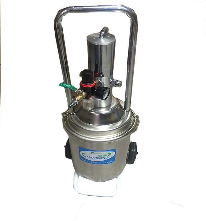 气动高压不锈钢桶黄油枪黄油泵 12L黄油机油脂加注机自带滚轮新款