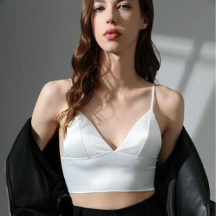 Wire-Free Triangle Cup Underwear, Ice Silk Summer Thin Sexy Vest Style, Can Be Worn Outside, Large Breasts, Small French Bra