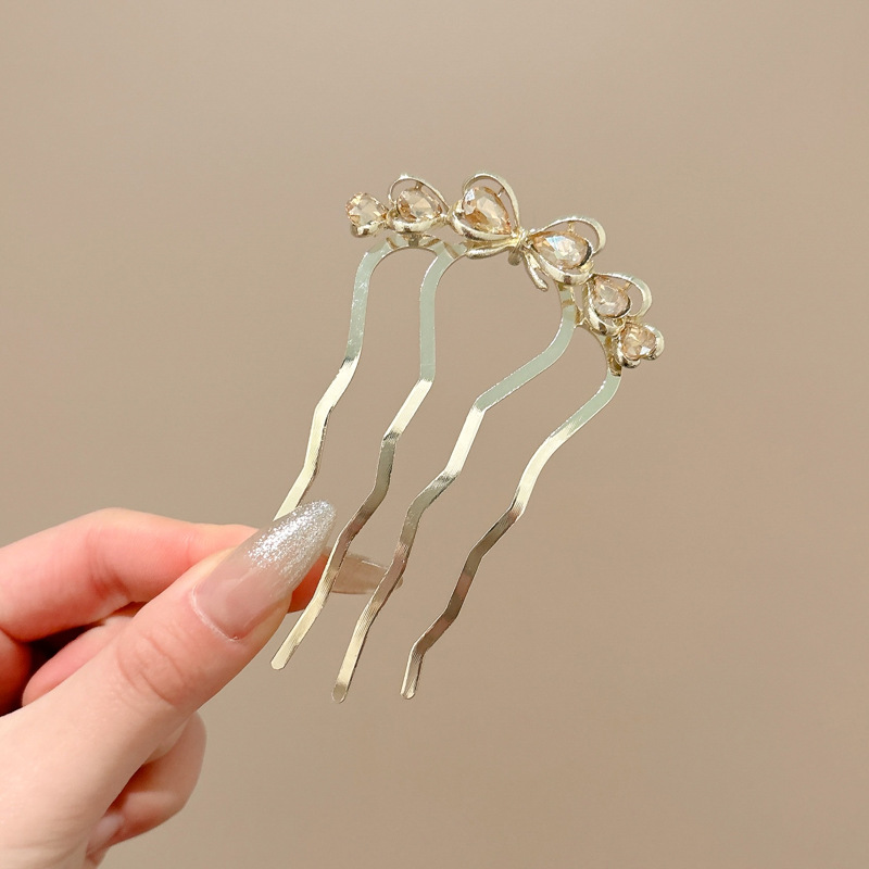 Horquilla en forma de U de cabello perezoso, cabeza de bola femenina, artefacto fijo, temperamento de sentido avanzado, peinado, horquilla para el cabello en la parte posterior de la cabeza, tocado