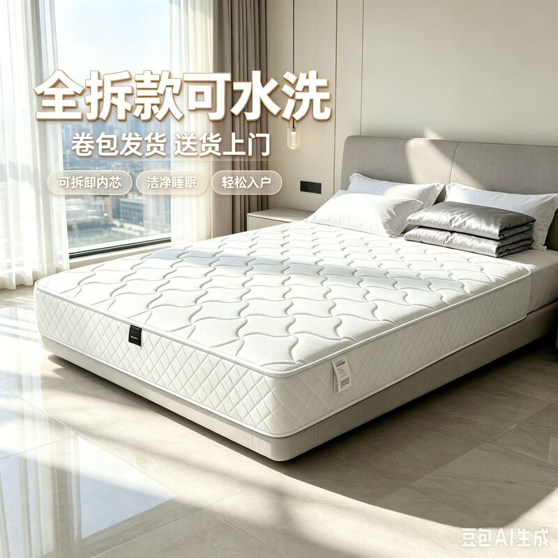 Fully detachable, washable, individually bagged spring mattress, shipped in a roll, thickened Simmons mattress for home use Fully detachable, washable, individually bagged spring mattress, shipped in a roll, thickened Simmons mattress for home use