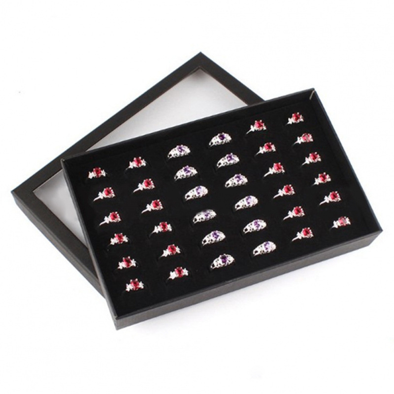 Portable Fashion Transparent 36 Slot Rings Display Stand Met