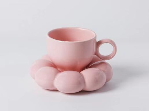 Venta caliente transfronteriza girasol taza de café y platillo traje lindo flor creativa Taza de cerámica y platillo té de la tarde té perfumado juego de té