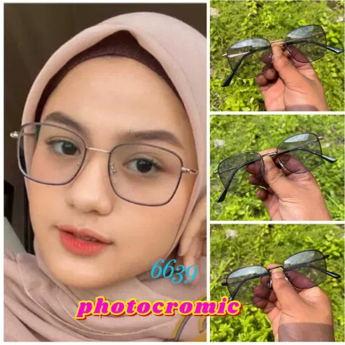 6639感光变色眼镜Photochromic glasses近视眼镜架金属平光方框