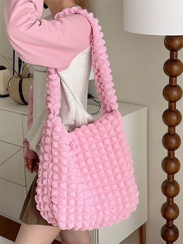 39133 Bubble pleated commuting bag large capacity crossbody bag for women  new college student class canvas bag