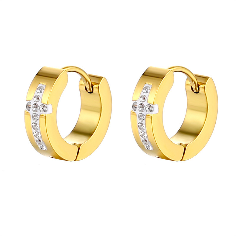 Casual, Daily Occasion 1 Piece Vintage Style Geometric Plating Titanium Steel Hoop Earrings