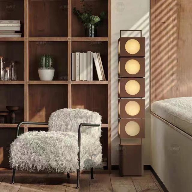 Zhongshan Factory Zhongshan Factory Direct Sales Postmodern Log Style Designer Floor Lamp Minimalist Living Room Study Bedroom