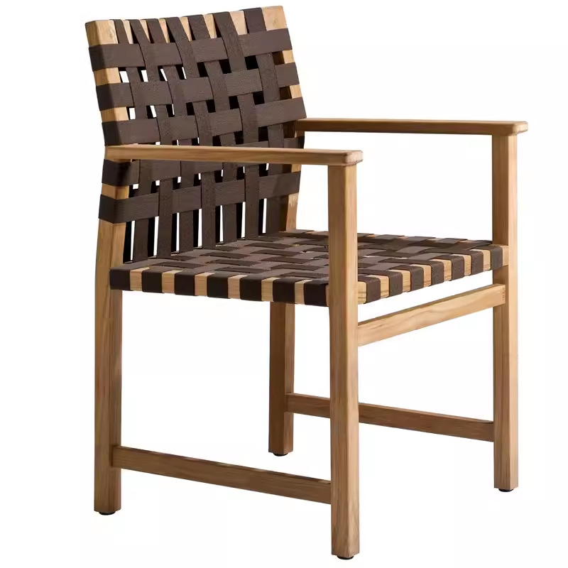 Mesa y silla de teca al aire libre anticorrosivo madera sólida alojamiento residencial patio al aire libre jardín ocio mesa larga impermeable silla de caña