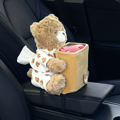 Car tissue box/set Can Two-In-One Car Umbrella Storage - polka-dot-bear-tissue-box-and-trash-can-2-in-1