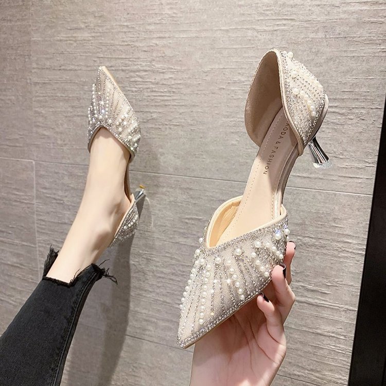 High heels with rhinestones
