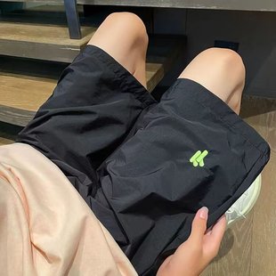 Quick-Drying Black Shorts Summer Men's Thin New Casual Ice Silk Five-Point Pants Trendyy Loose Sports Pants for Outer Wear in