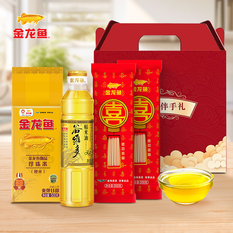 金龙鱼稻米油400ml送大米500g食用油小油米组合礼品套装|undefined