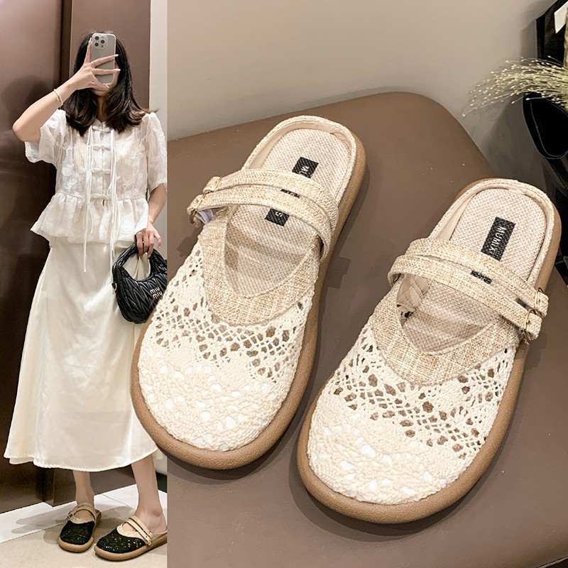 Ethnic casual non-slip breathable women's slippers flat
