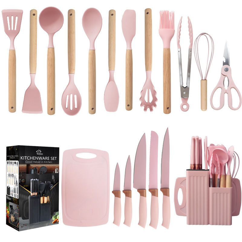 19 piezas de silicona de cocina de silicona antiadherente, cocina de silicona de grado alimenticio, cuchillos de cocina al por mayor