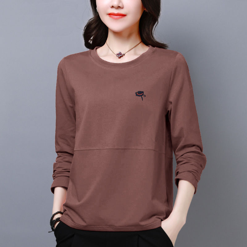 긴팔 티셔츠 여성용 가을 40.00 kg-100.00 kg 새로운 느슨한 플러스 사이즈 착용 여성용 통통녀 배꼽 커버 여성용 긴팔 탑