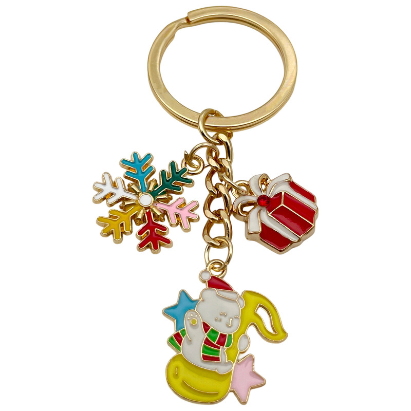 クロスボーダーサンタクロースの日クリスマスツリーデーかわいいキーホルダー合金キーチェーンバッグペンダントジュエリー小さなギフト|undefined