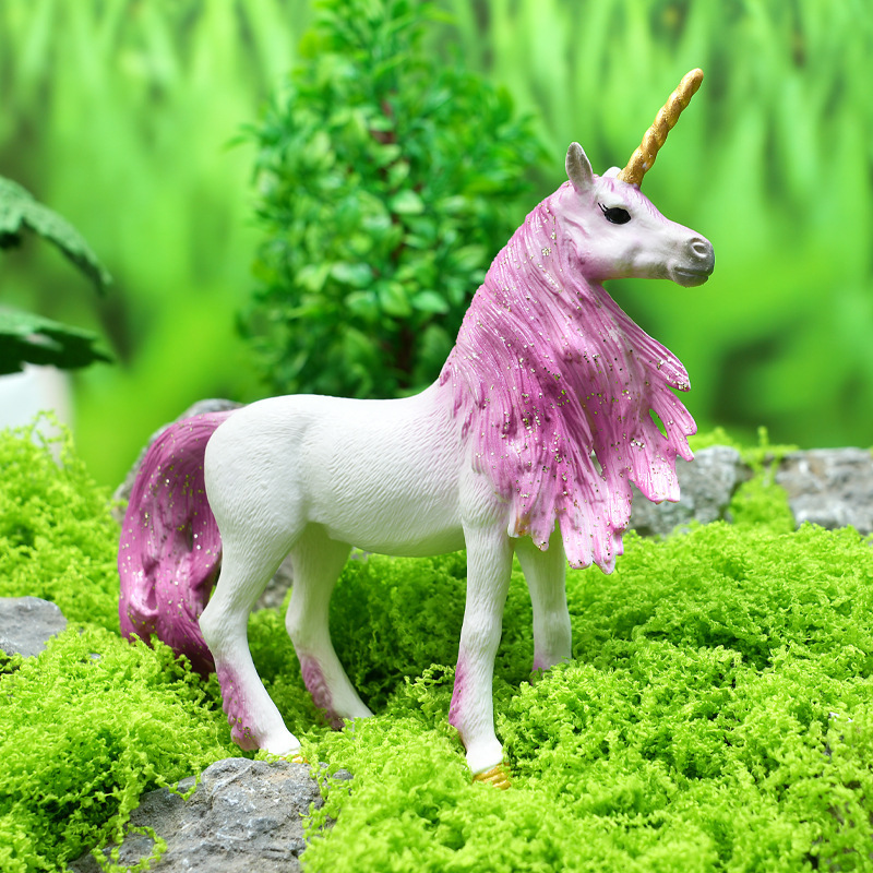 Cross-Border Realistic Western Mythological Monster Model Rose-Red Unicorn Toy Model Ornament Cake Decoration Cross-Border Realistic Western Mythological Monster Model Rose-Red Unicorn Toy Model Ornament Cake Decoration