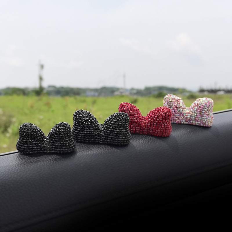 汽车中控台可爱镶钻蝴蝶结米奇米妮配件仪表台摆件装饰DYI材料女