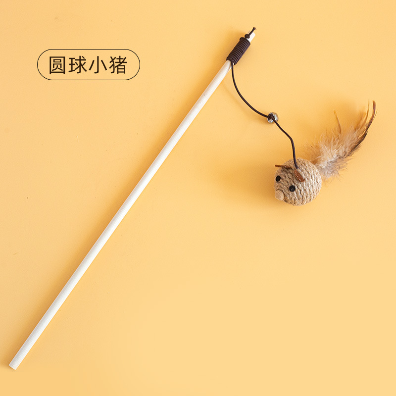 Palo de gato divertido, campana, plumas, sisal, madera maciza, poste de gato divertido, nudo, juguetes para gatos resistentes a morder, suministros para mascotas transfronterizas al por mayor