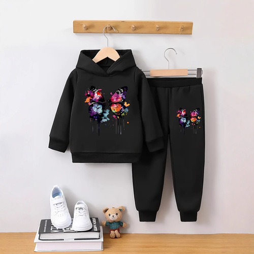 Set of 2 Boys' Functional Hooded Sweatshirts for Young Children - Spring and Autumn Long Sleeve Pants Combo
