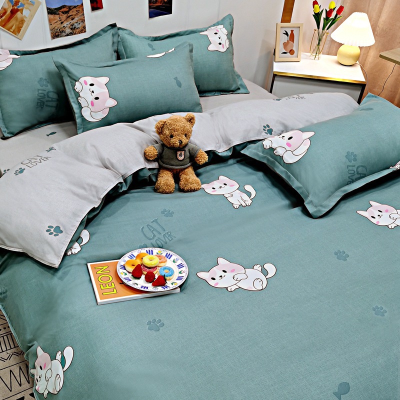 Juego de ropa de cama de algodón cepillado al por mayor para estudiantes, juego de cuatro piezas, funda de edredón de algodón con aloe vera, funda de edredón individual para dormitorio, juego de tres piezas. image 6