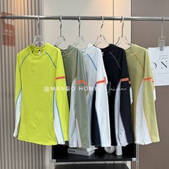 男女情侣款户外吸湿排汗运动透气撞色长袖T恤打底衫秋 Y9025
