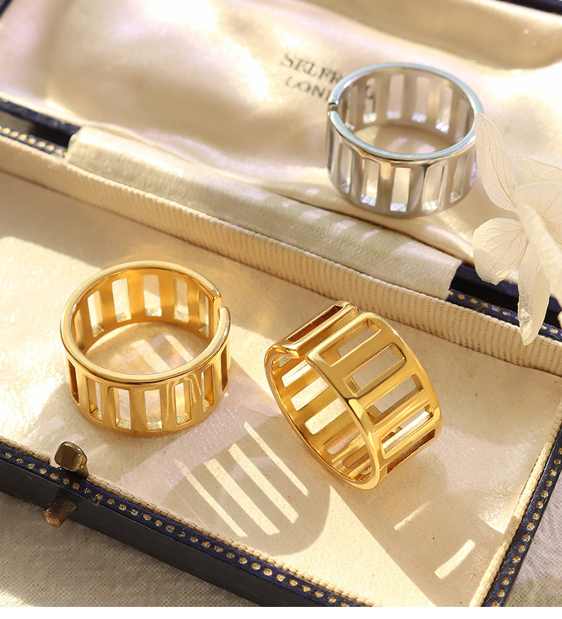 hollow open ring non-fading stainless steel 18k gold plated tail ring