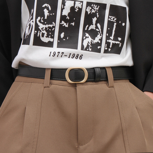 Small belt women's ins style jeans belt thin fashion versatile non-hole men's belt decoration retro women's trend