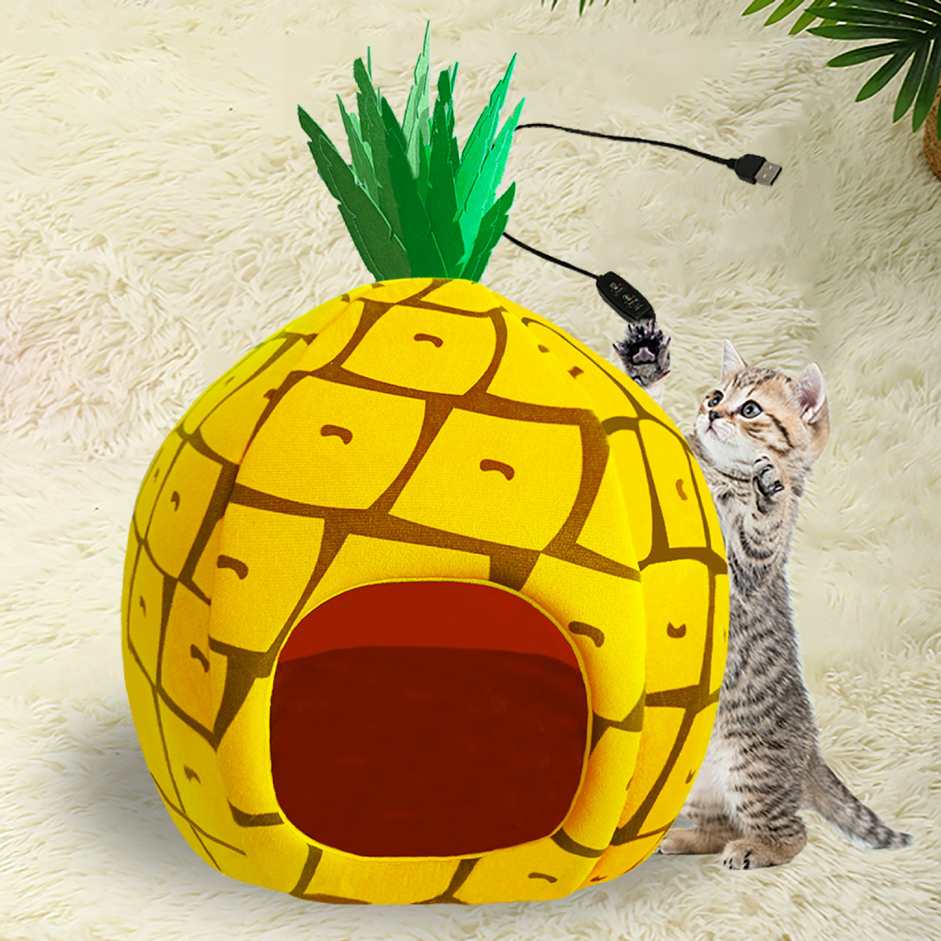 Círculo animado de invierno caliente semicerrado USB calefacción eléctrica perros