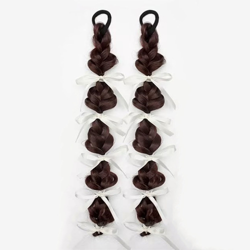 Live-streamed sales: Women's faux hair with ribbons, braided styles, bubble twists, ombre highlights, lantern-style pigtails, and double ponytails—realistic synthetic hair extensions