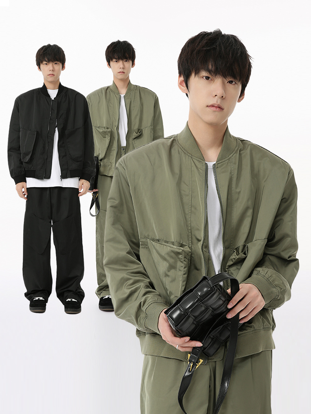 MTLCLOTHES Hombres| 2024 otoño nuevos productos de estilo americano perfilado chaqueta de trabajo casual pantalones de piernas set de moda