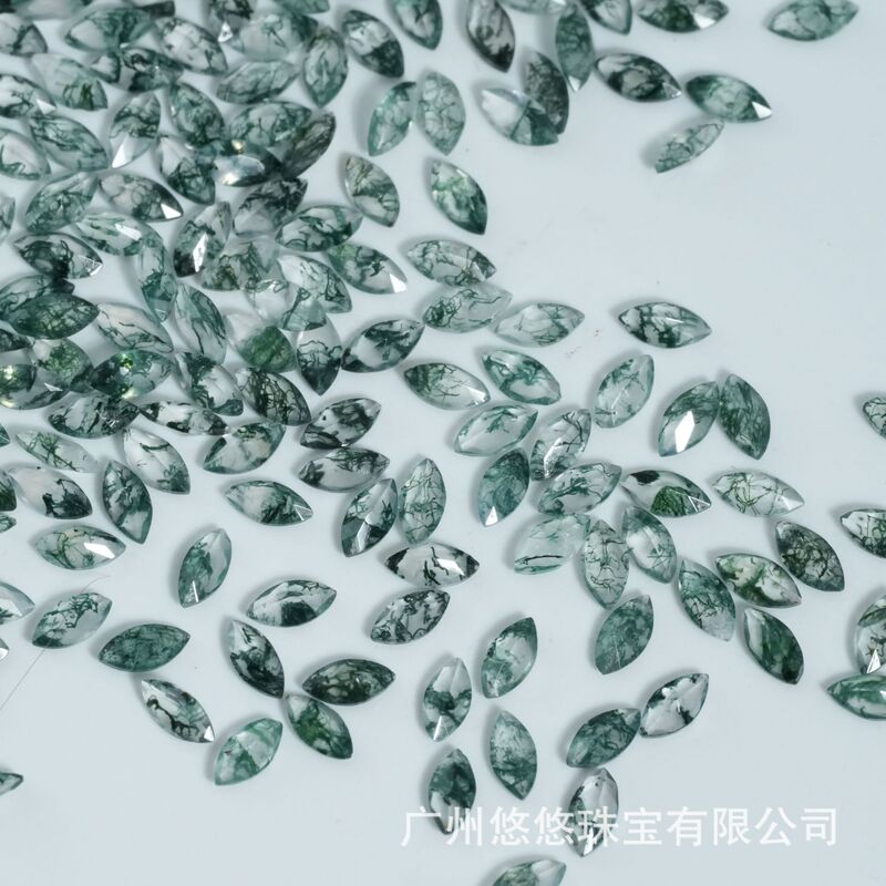 Natural Moss Agate Semi-Precious Stone Aquatic Agate Horse Eye Pointed Bottom Faceted 3X1.5Mm 4*2mm 5*2.5mm Natural Moss Agate Semi-Precious Stone Aquatic Agate Horse Eye Pointed Bottom Faceted 3X1.5Mm 4*2mm 5*2.5mm